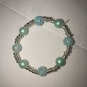 silver and blue kids beaded bracelet